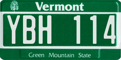 VT license plate YBH114