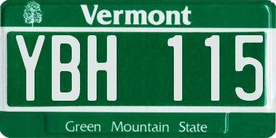 VT license plate YBH115