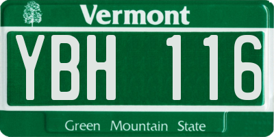 VT license plate YBH116