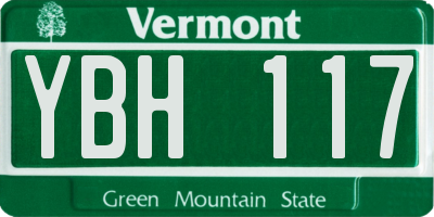 VT license plate YBH117