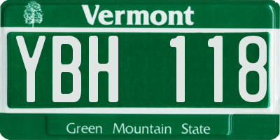 VT license plate YBH118