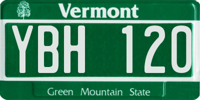 VT license plate YBH120