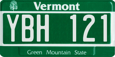 VT license plate YBH121