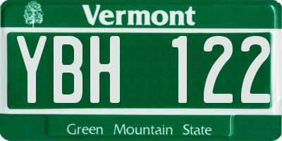 VT license plate YBH122