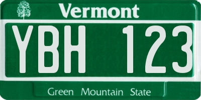 VT license plate YBH123