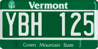 VT license plate YBH125