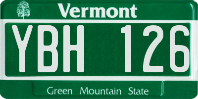 VT license plate YBH126