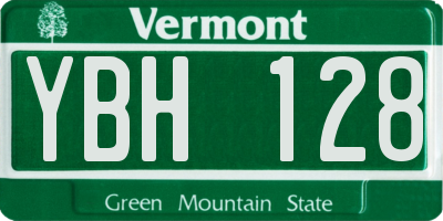 VT license plate YBH128