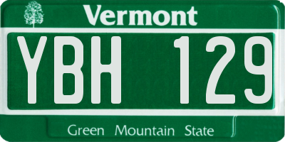 VT license plate YBH129