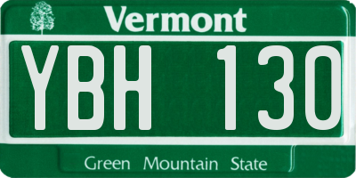 VT license plate YBH130