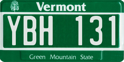 VT license plate YBH131