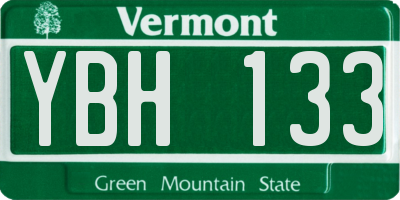 VT license plate YBH133