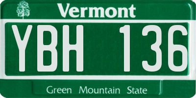 VT license plate YBH136