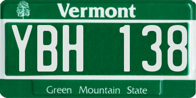 VT license plate YBH138