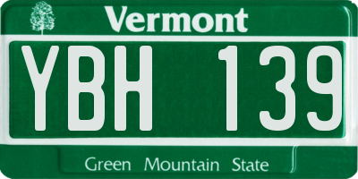 VT license plate YBH139