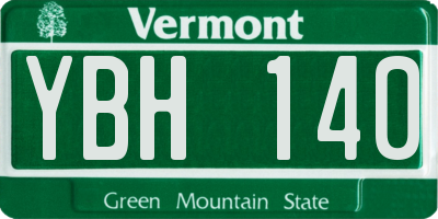 VT license plate YBH140
