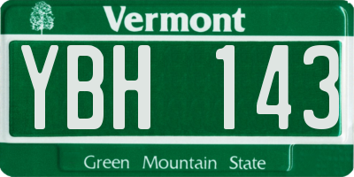 VT license plate YBH143