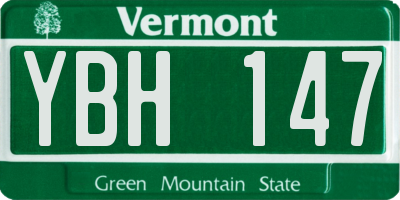 VT license plate YBH147