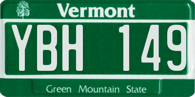 VT license plate YBH149