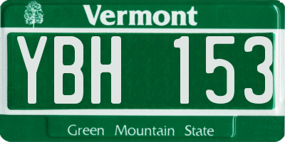 VT license plate YBH153