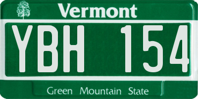 VT license plate YBH154