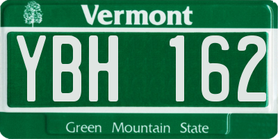 VT license plate YBH162