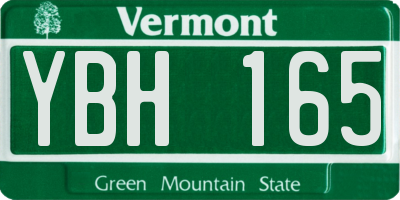 VT license plate YBH165