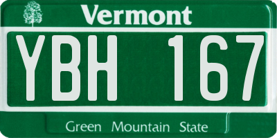 VT license plate YBH167
