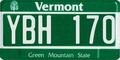 VT license plate YBH170