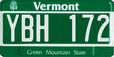 VT license plate YBH172