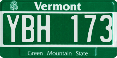 VT license plate YBH173