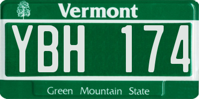 VT license plate YBH174