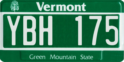 VT license plate YBH175