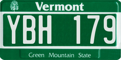 VT license plate YBH179