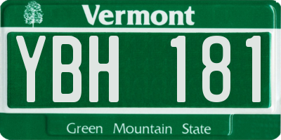 VT license plate YBH181