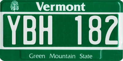 VT license plate YBH182