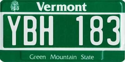 VT license plate YBH183