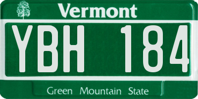VT license plate YBH184