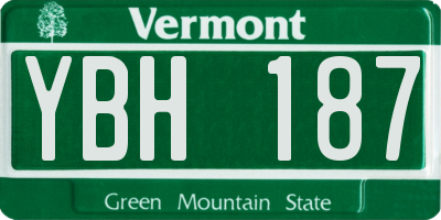VT license plate YBH187