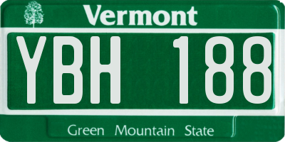 VT license plate YBH188