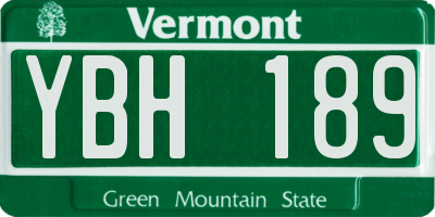 VT license plate YBH189