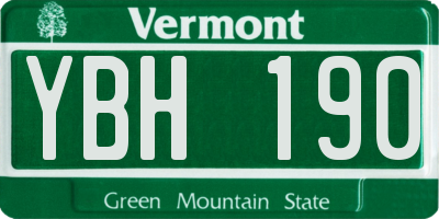 VT license plate YBH190