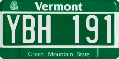 VT license plate YBH191