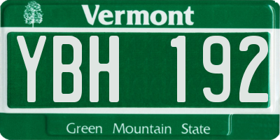 VT license plate YBH192