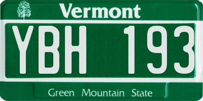 VT license plate YBH193