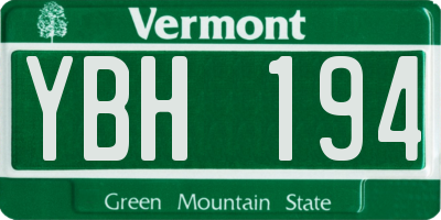 VT license plate YBH194