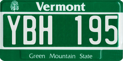 VT license plate YBH195