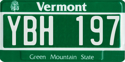 VT license plate YBH197