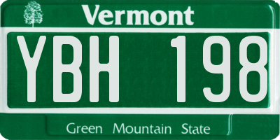 VT license plate YBH198