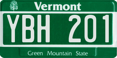 VT license plate YBH201